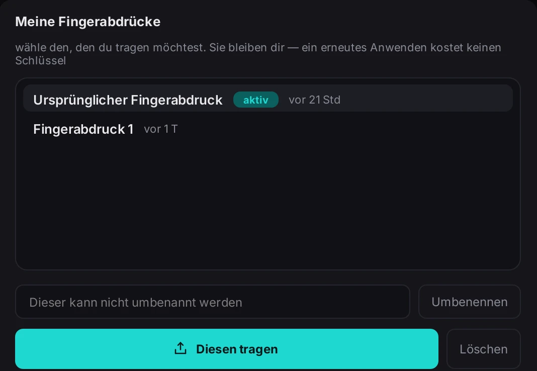 Fingerabdruck list