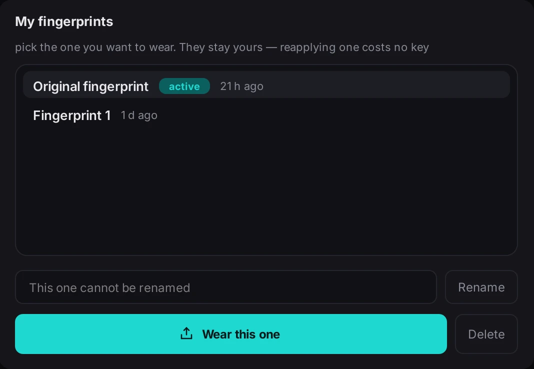 Fingerprint list
