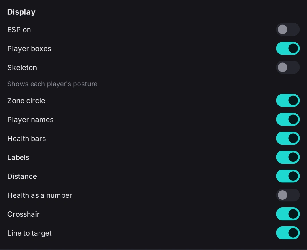 ESP display settings